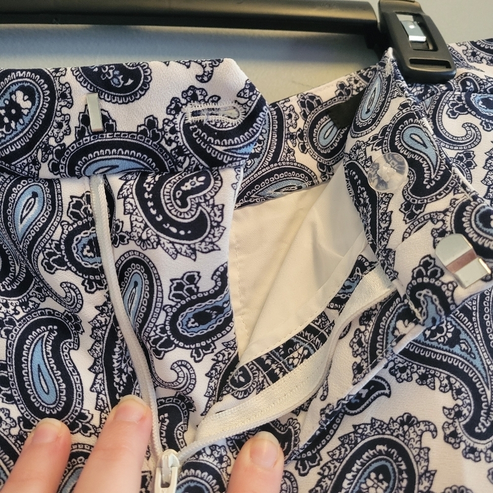 Banana Republic Avery Paisley Pants Blue White Womens Size 8 Spring Summer - Picture 8 of 8